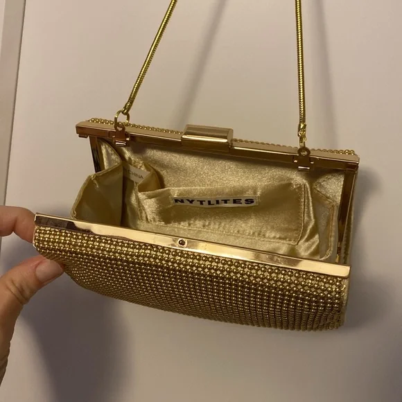 Vintage gold beaded purse / clutch EUC - Picture 4 of 10